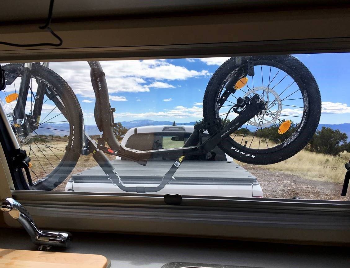 Bike rack resting on best sale rear window